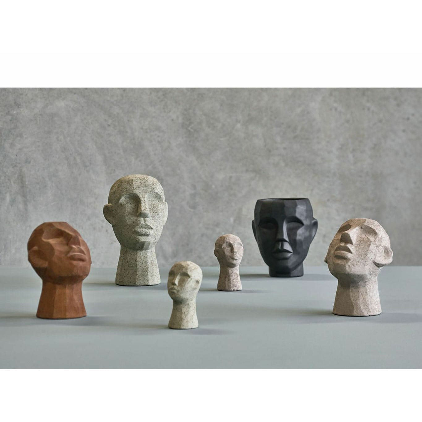 Głowa kolekcji willi 8,5 x 8,5 x 15 cm, szary/brązowy