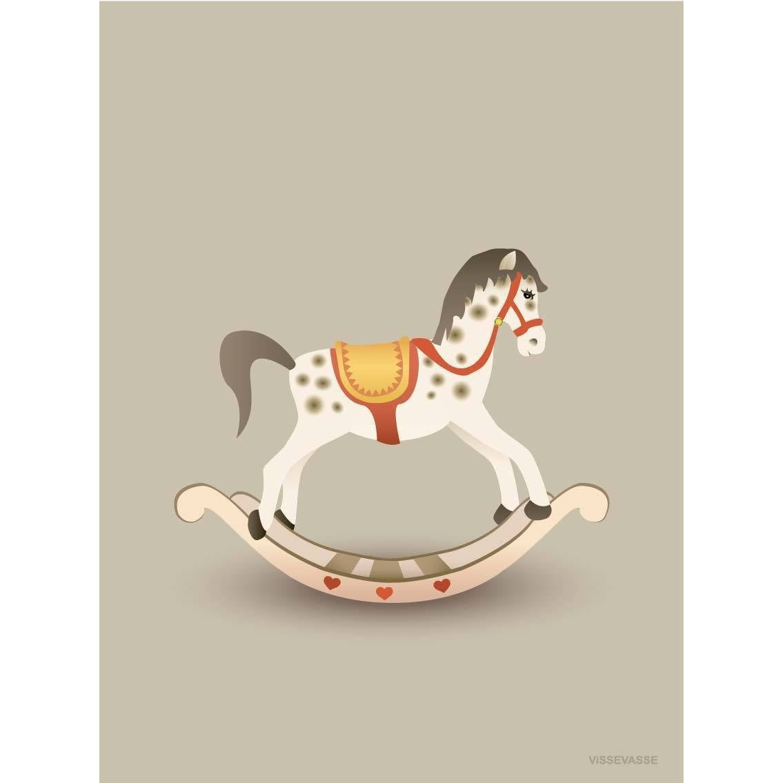 Vissevase Rocking Horse Plakat 15 x 21 cm, Sandy Brown