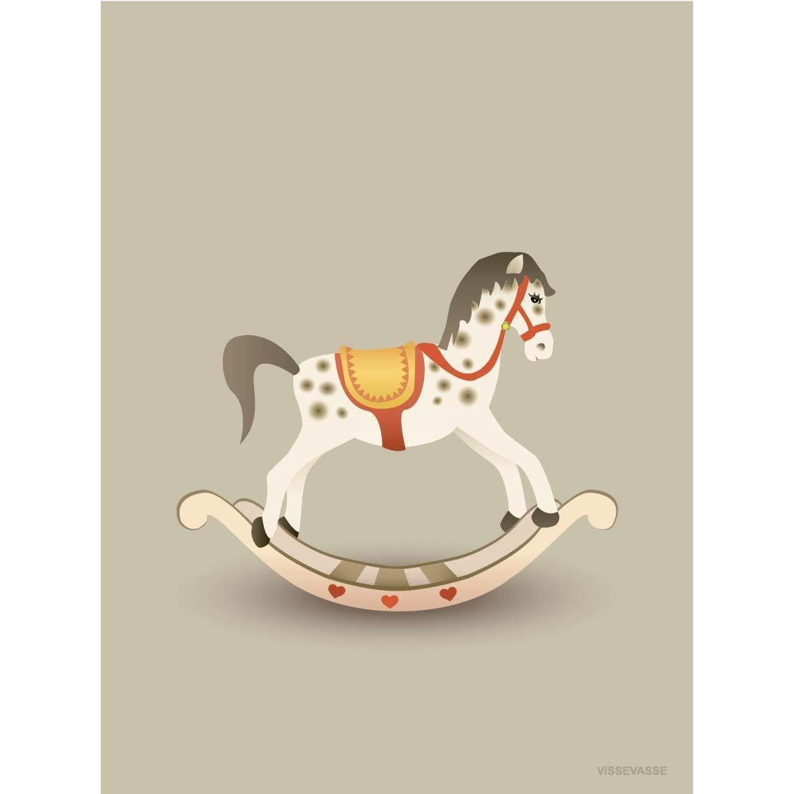 Vissevase Rocking Horse Plakat 30 x40 cm, Sandy Brown