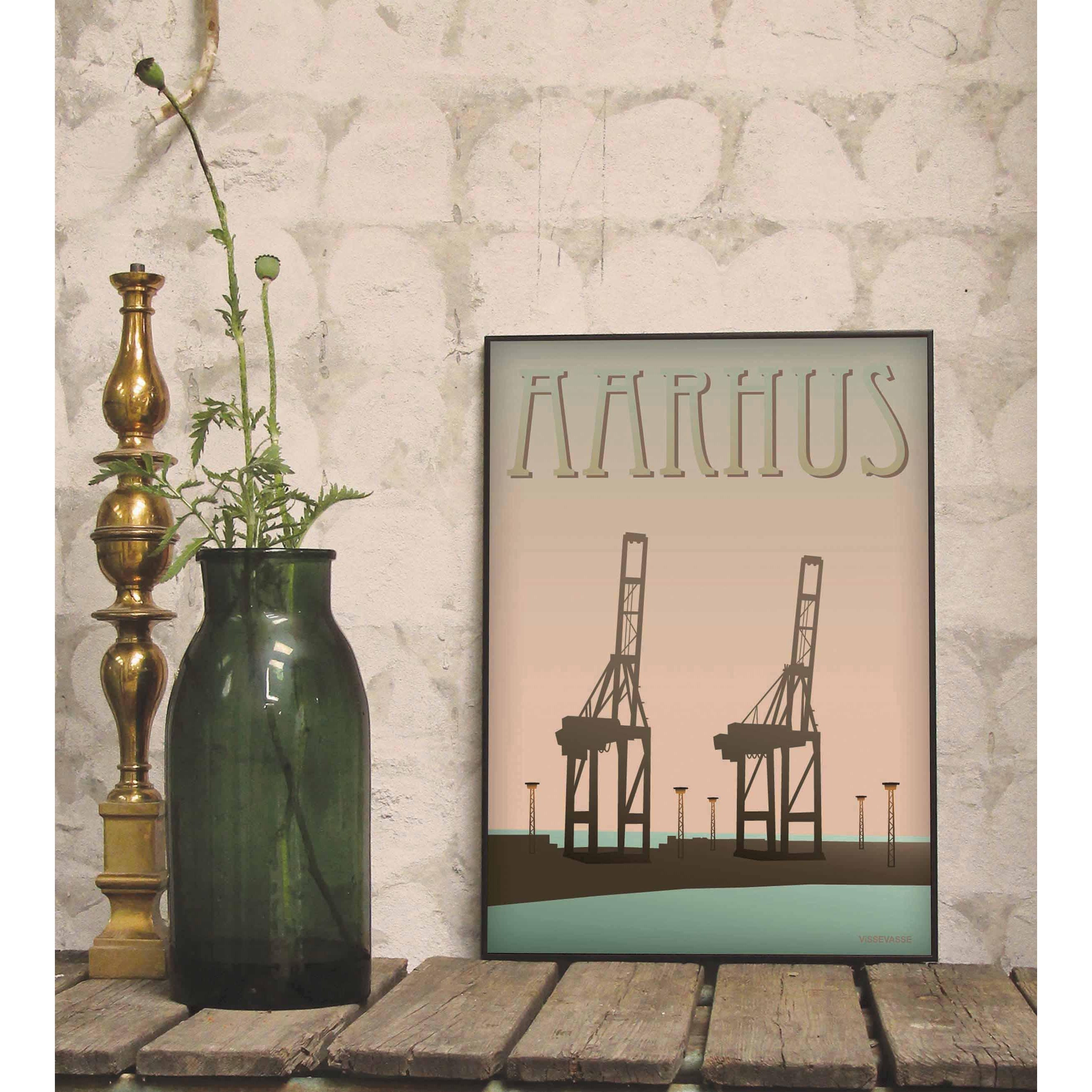 Vissevasse Aarhus Harbour Plakat, 15 x21 cm