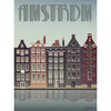 Vissevasse Amsterdam Kanalhäuser plakat, 15 x21 cm