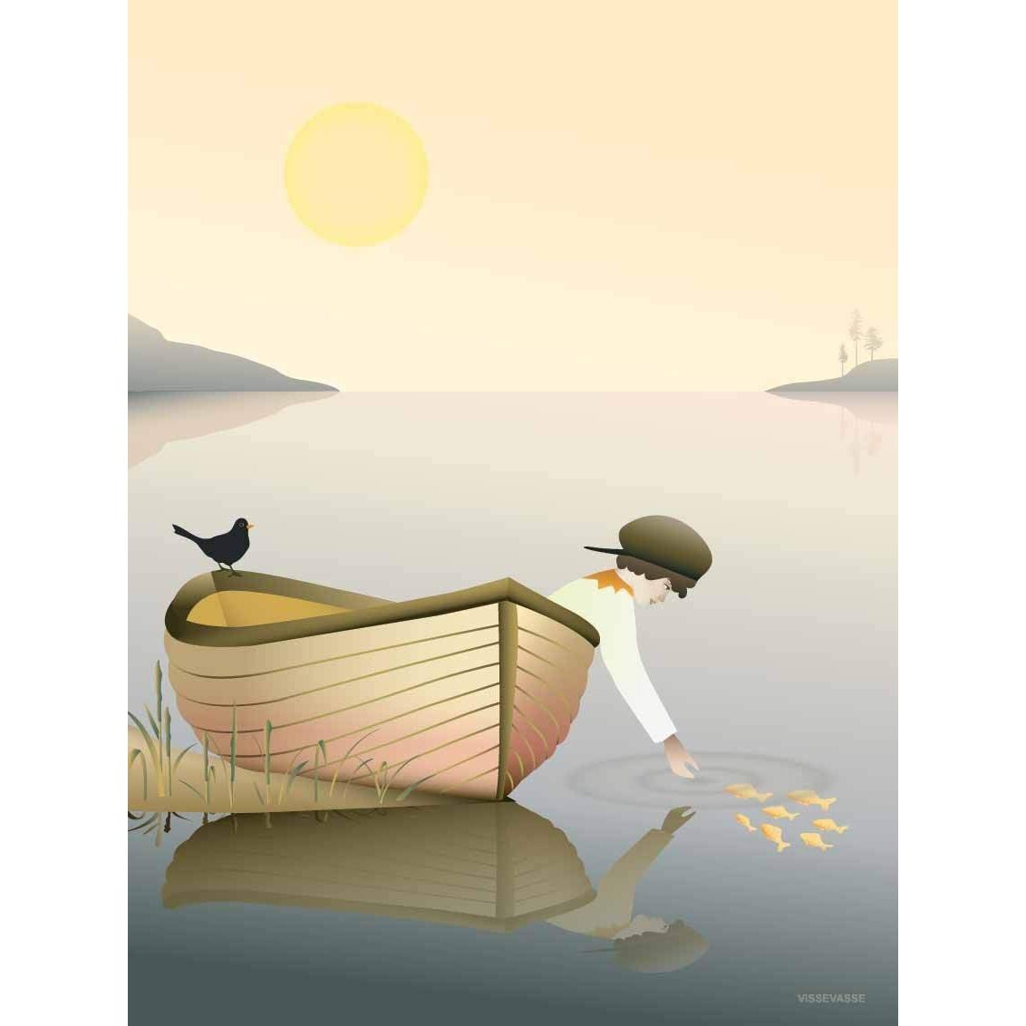 Vissevasse Boy in a Boat Plakat, 15 x21 cm