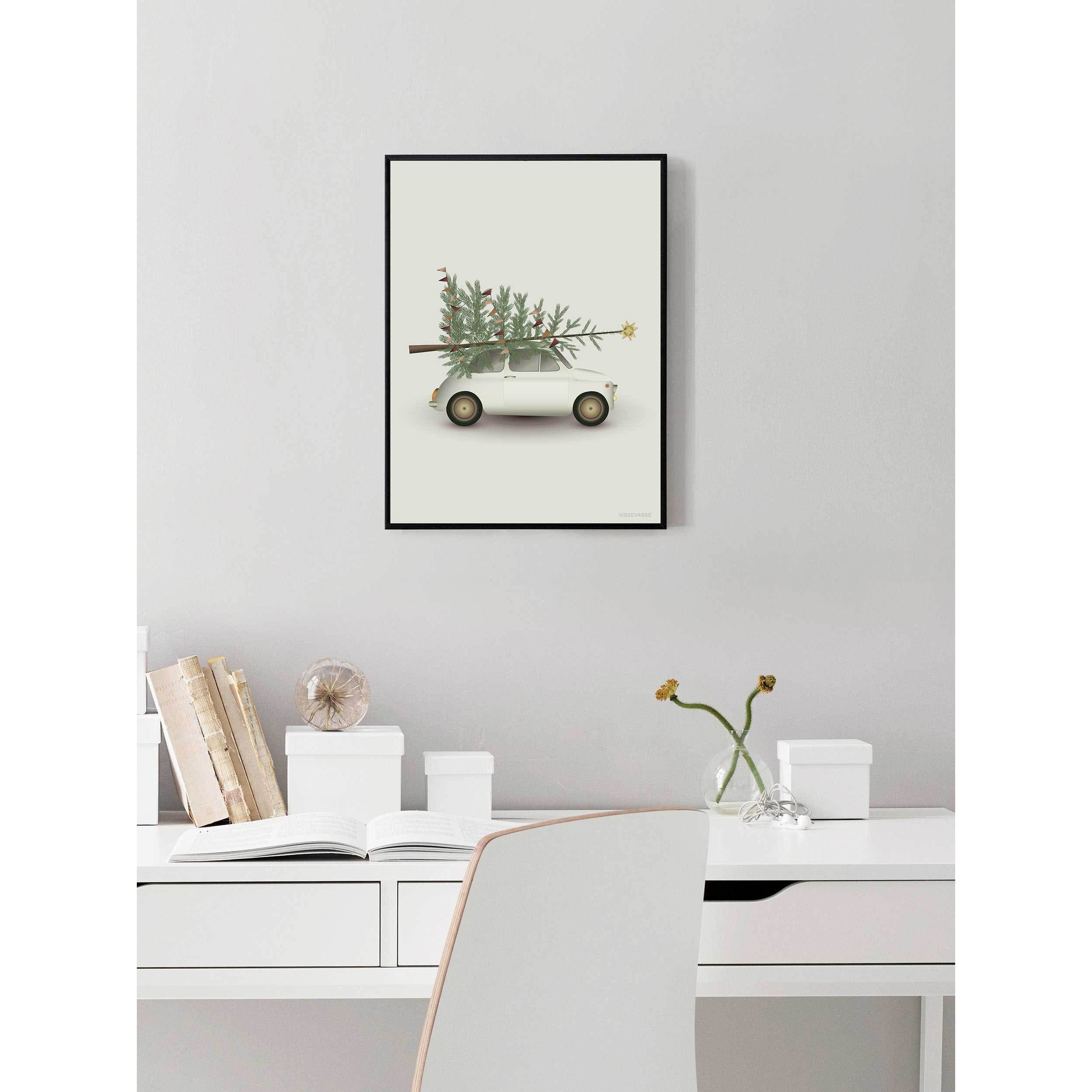 Vissevasse Choinka i Little Car Plakat, 15 x21 cm