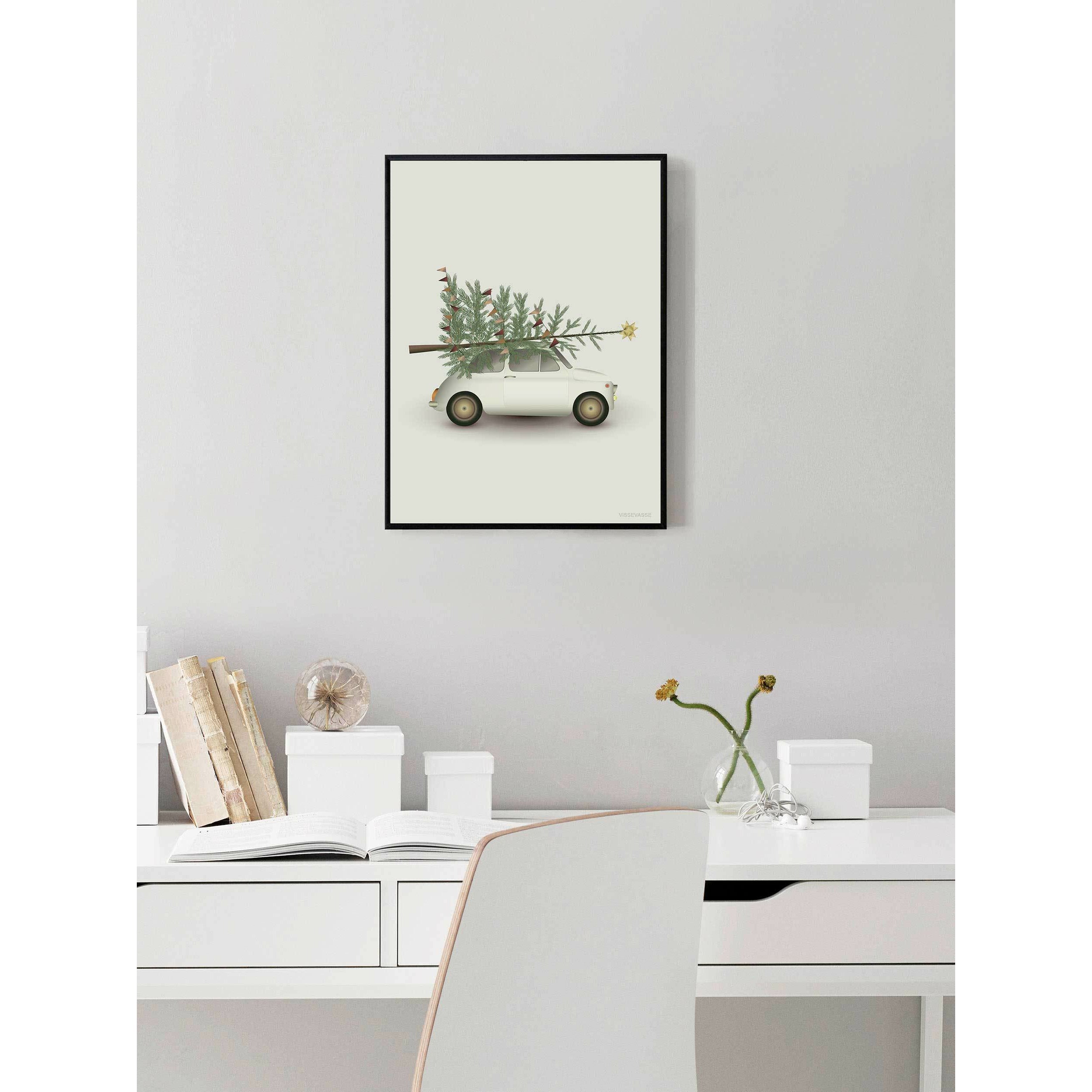 Vissevasse Choinka i Little Car Plakat, 30 x 40 cm