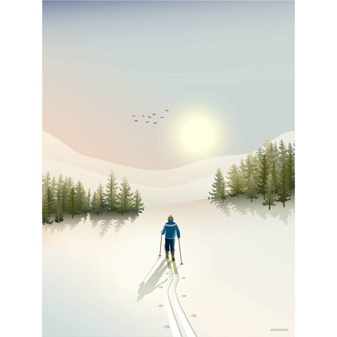 Vissevasse Cross Country Skiing Poster, 30x40 Cm