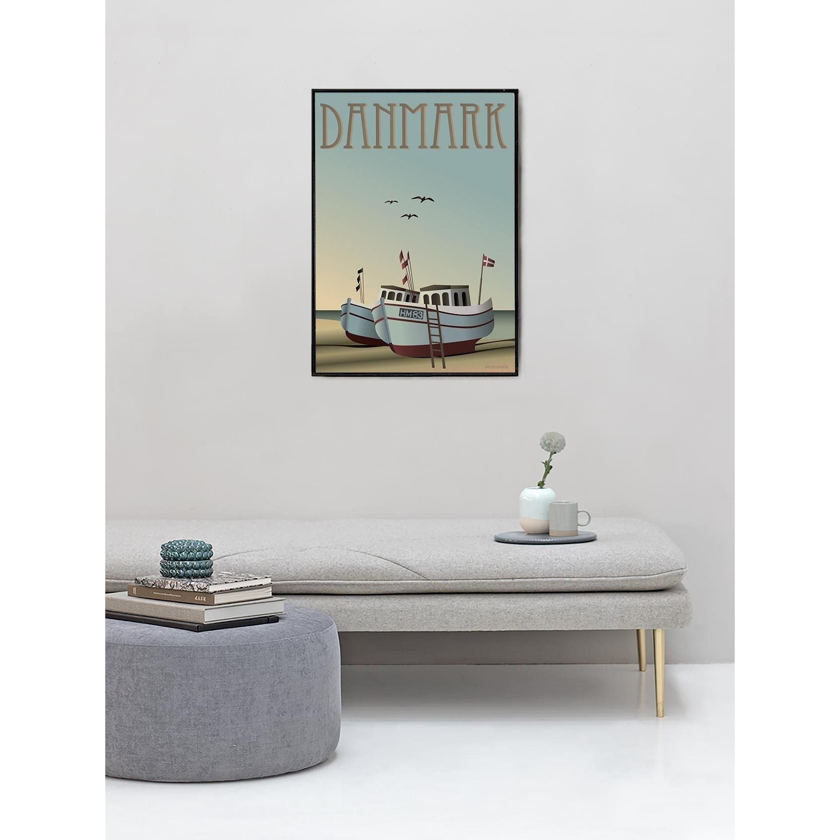 Plakat łodzi rybackich Vissevasse Danii, 15 x 21 cm
