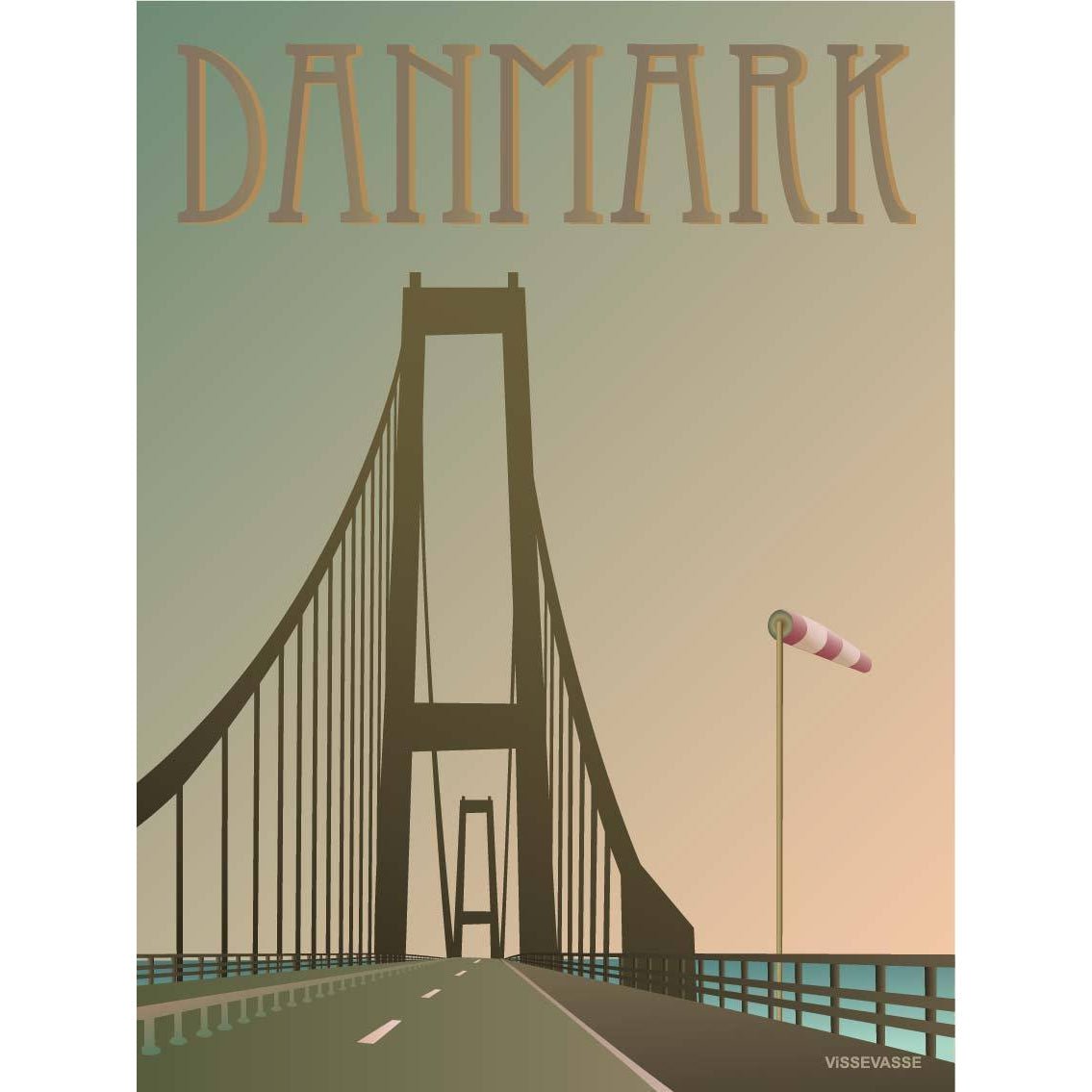 Vissevasse Denmark Storebælts Bridge Plakat, 15 x21 cm