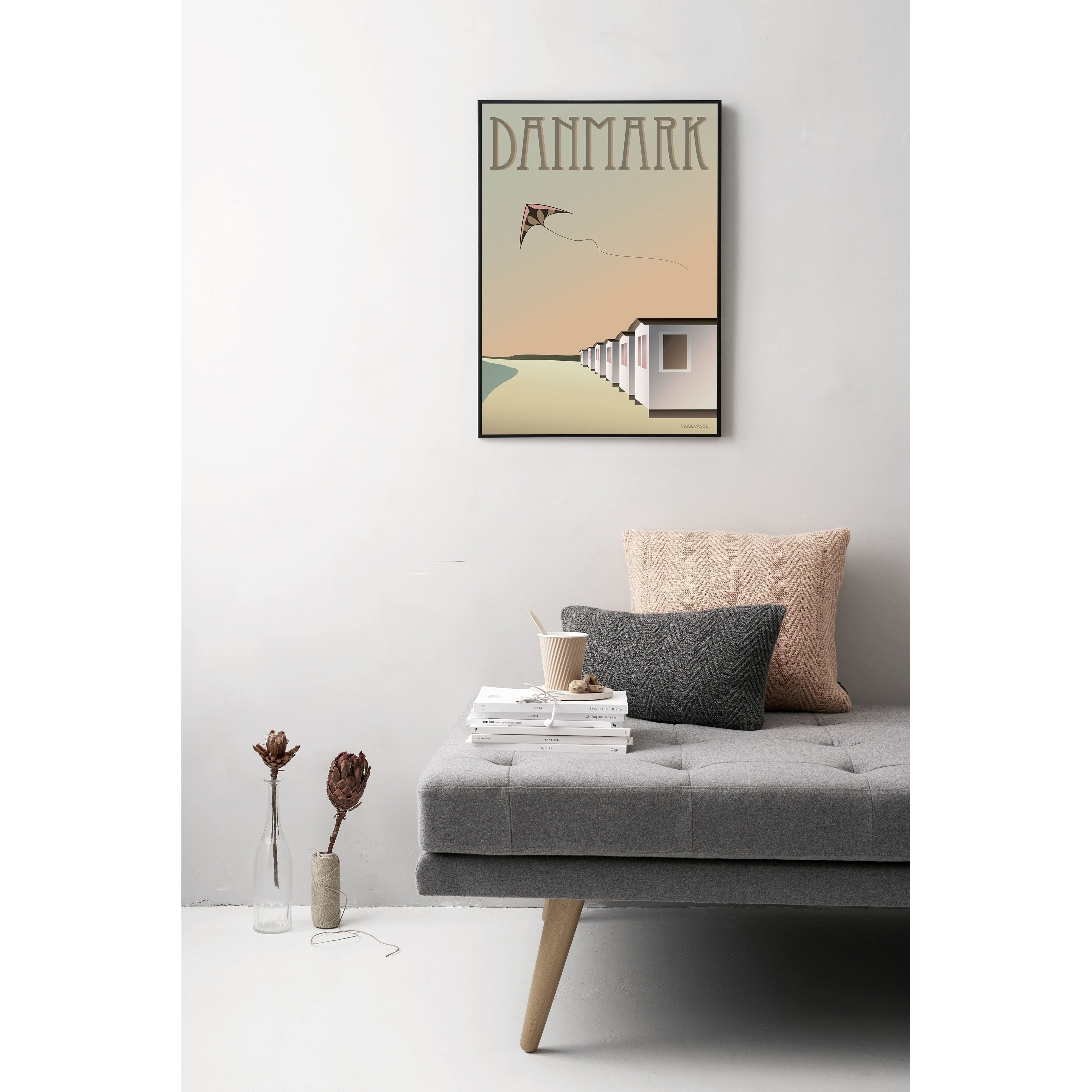 Vissevasse Denmark Beach Houses Plakat, 15 x 21 cm