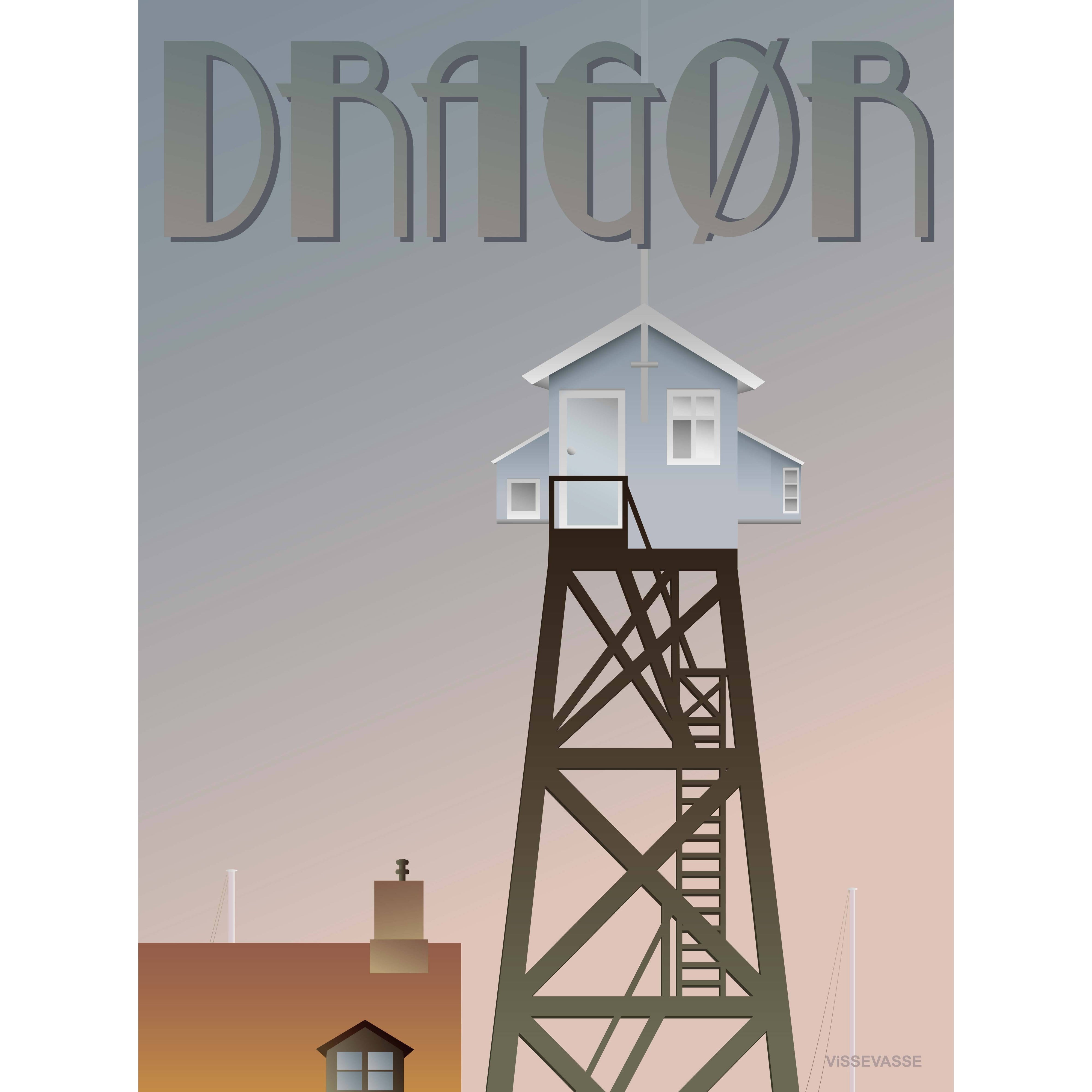Vissevasse Dragør Tower Plakat, 15 x21 cm