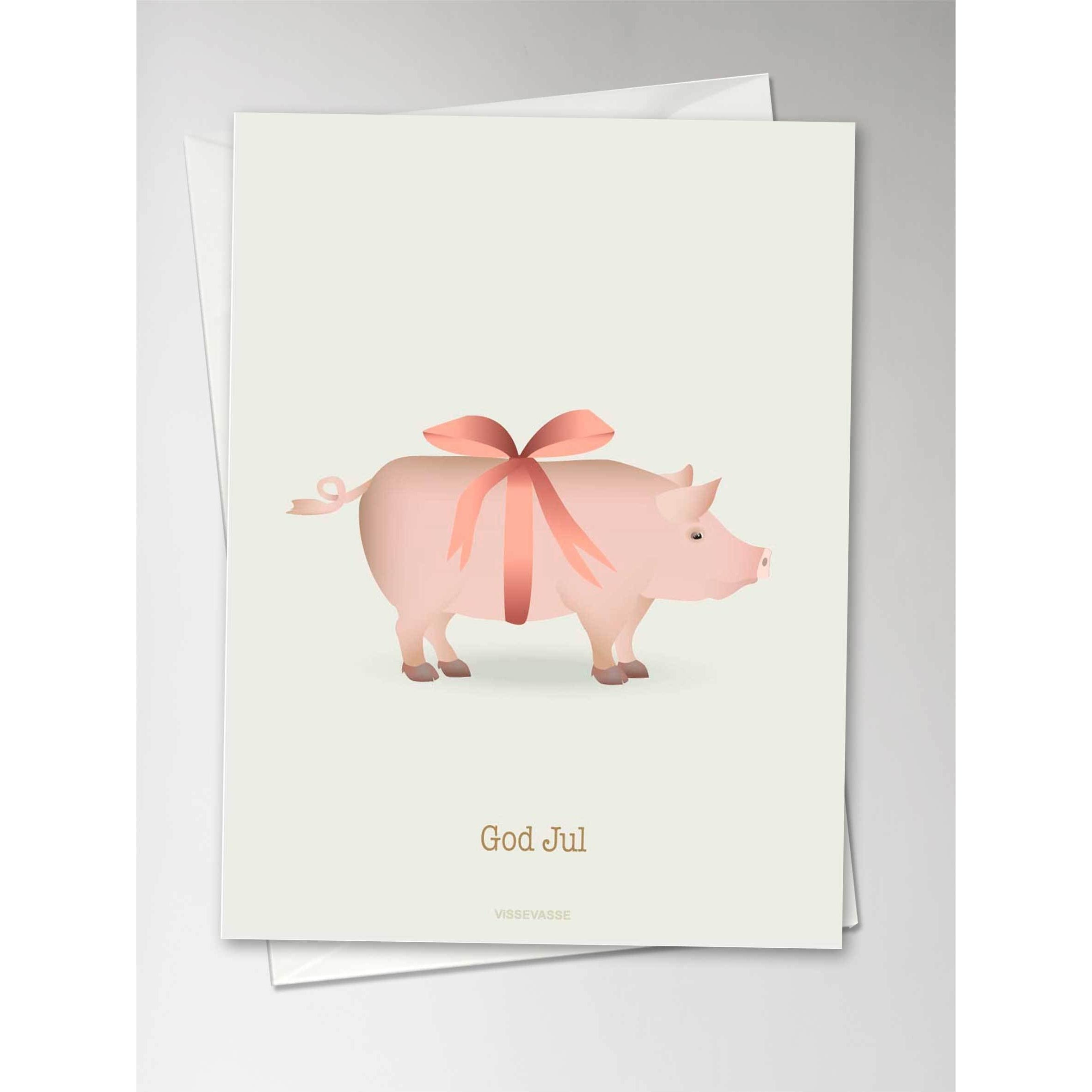 Vissevasse Wesołych Świąt Marzipan Pig Greeting Card, 10,5 x 15 cm