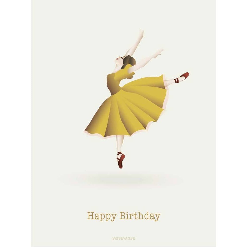 Vissevasse Happy Birthday Ballerina Greeting Card, 10,5 x 15 cm