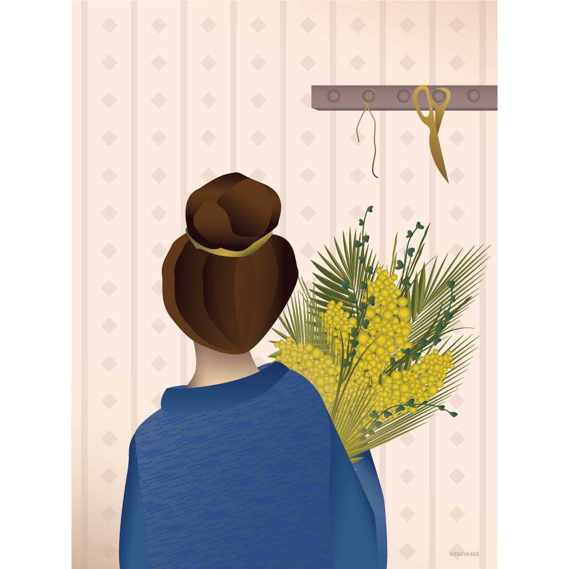Vissevasse Girl with Bouquet Plakat, 15x21 cm