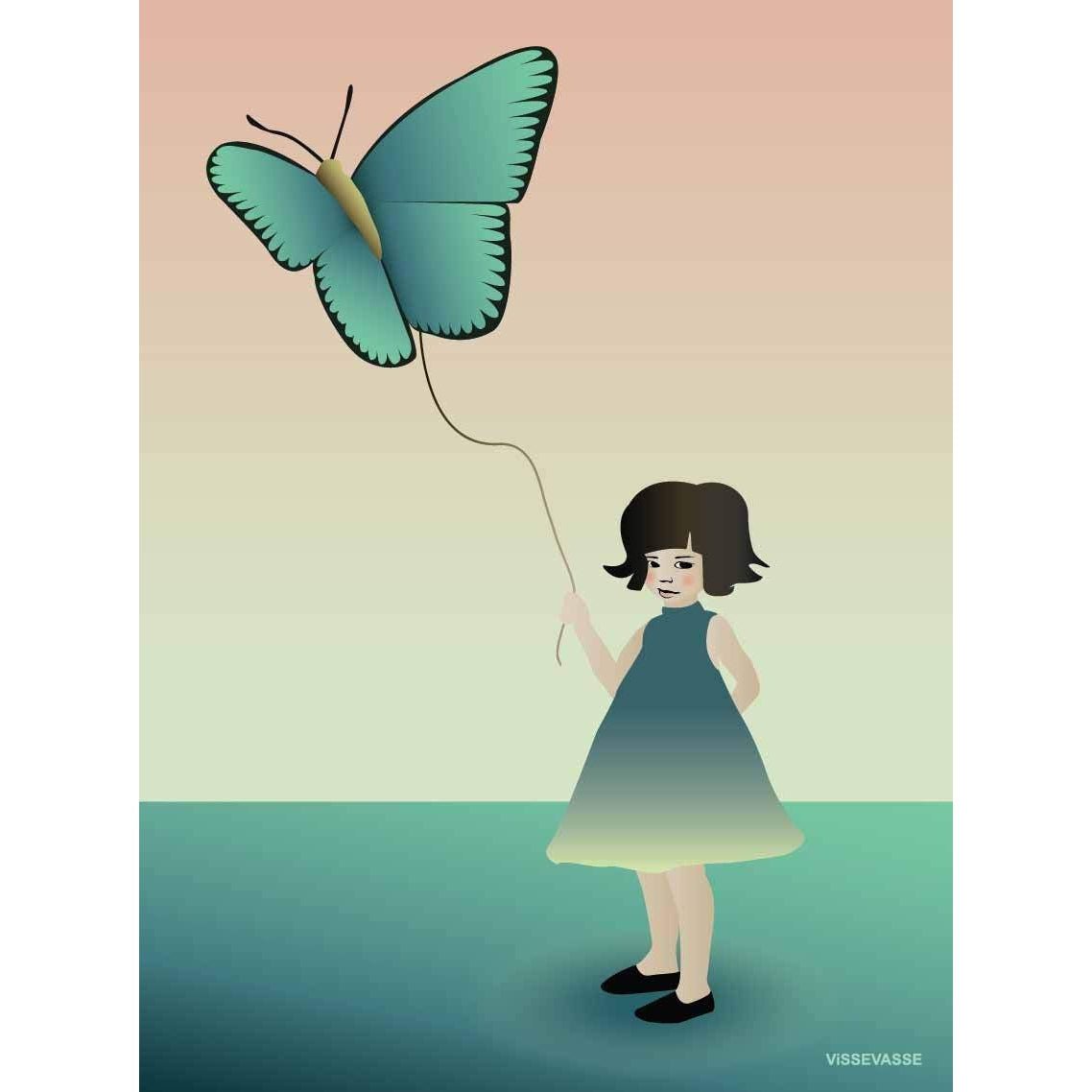 Vissevasse Girl with the Butterfly Plakat, 15 x21 cm