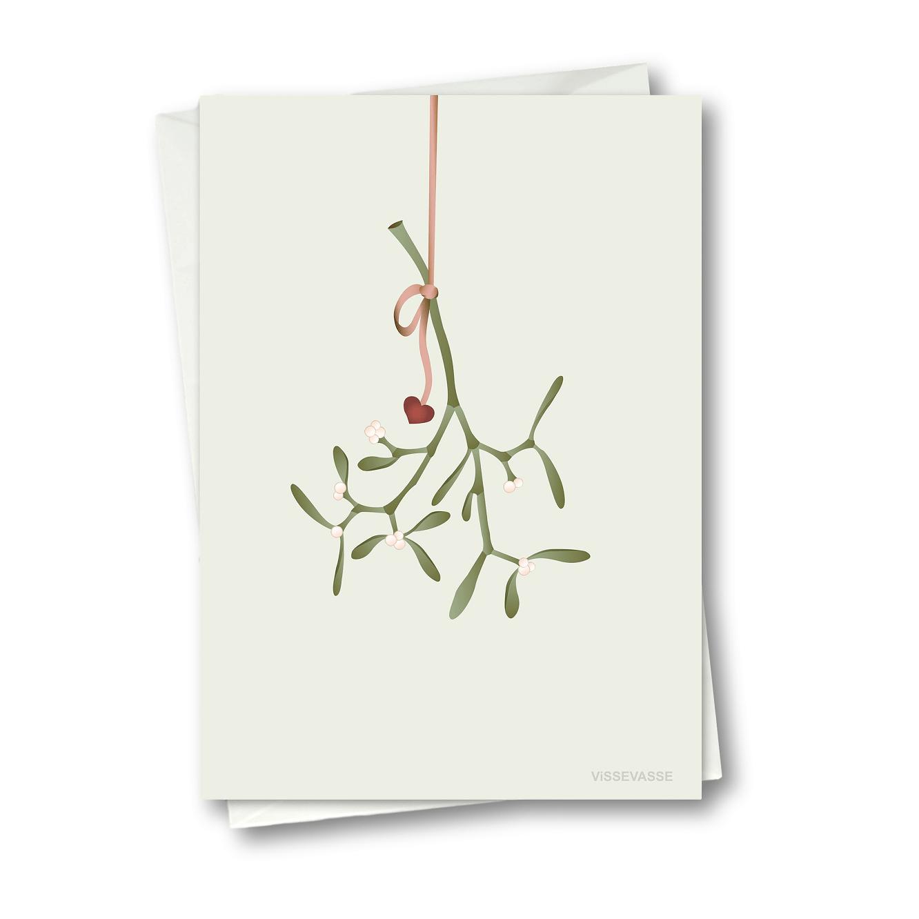 Karta z życzeniami jemioły Vissevasse, 10,5 x 15 cm