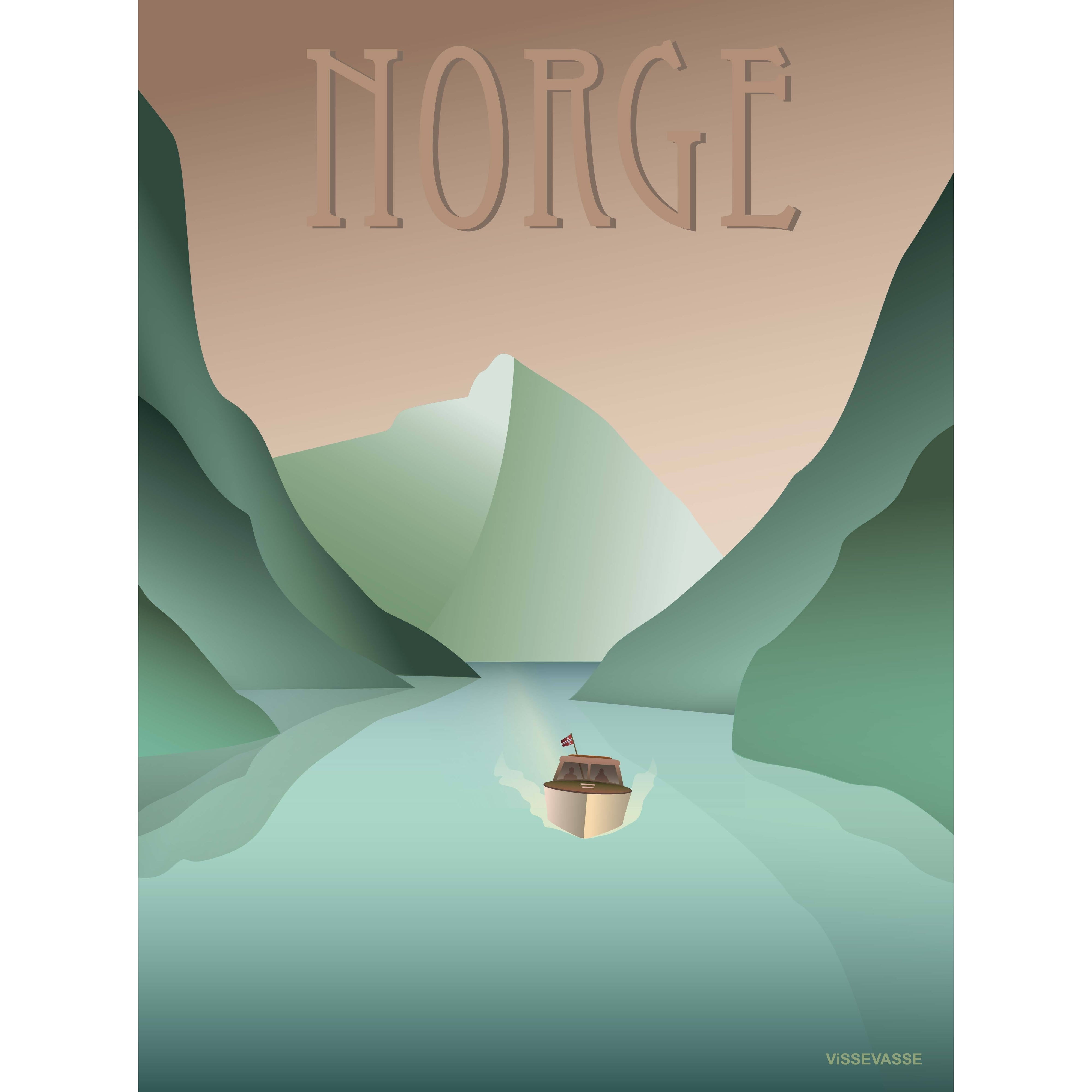 Vissevasse Norway Fjord Plakat, 15 x21 cm
