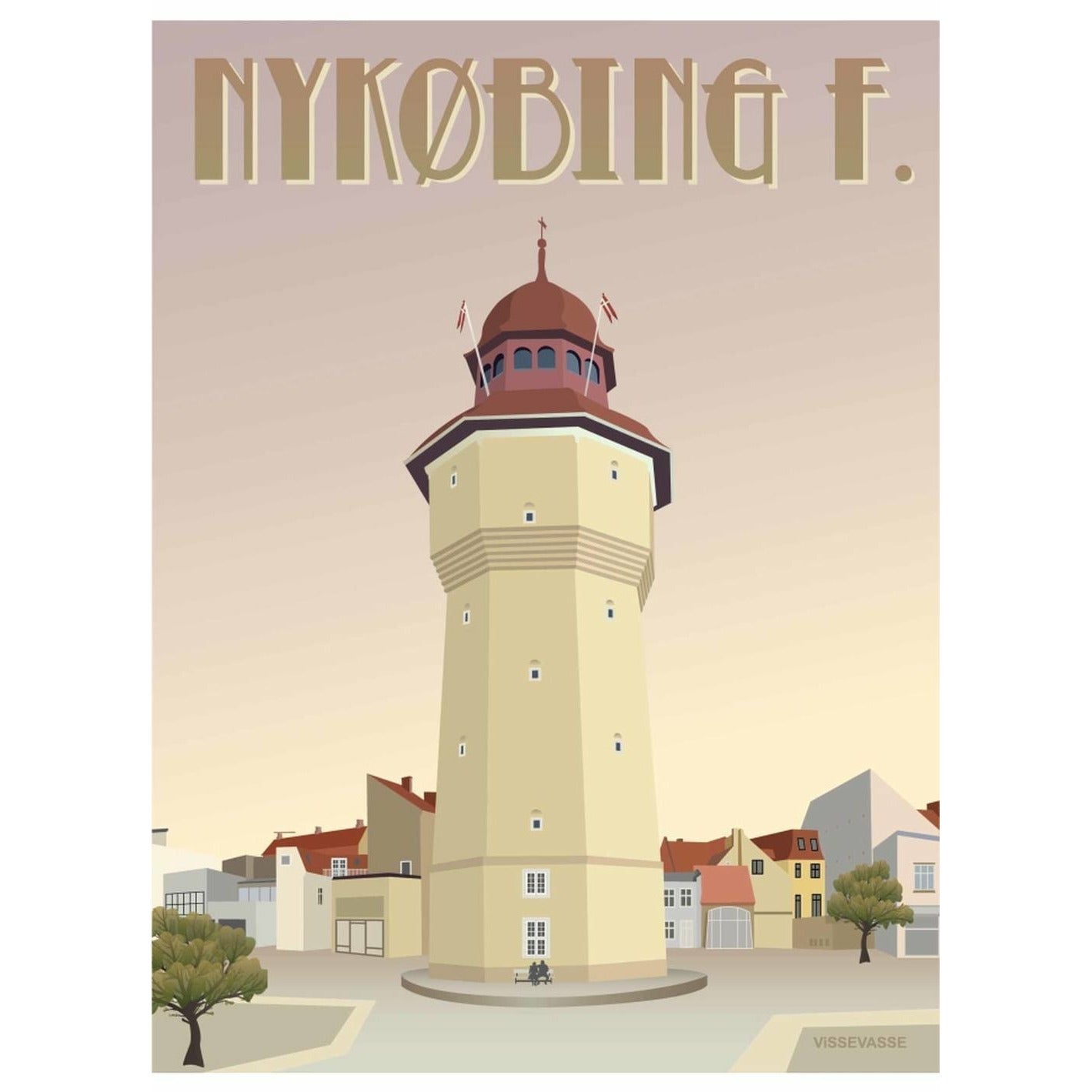 Vissevasse Nykøbing f plakat wieży wodnej, 30 x 40 cm