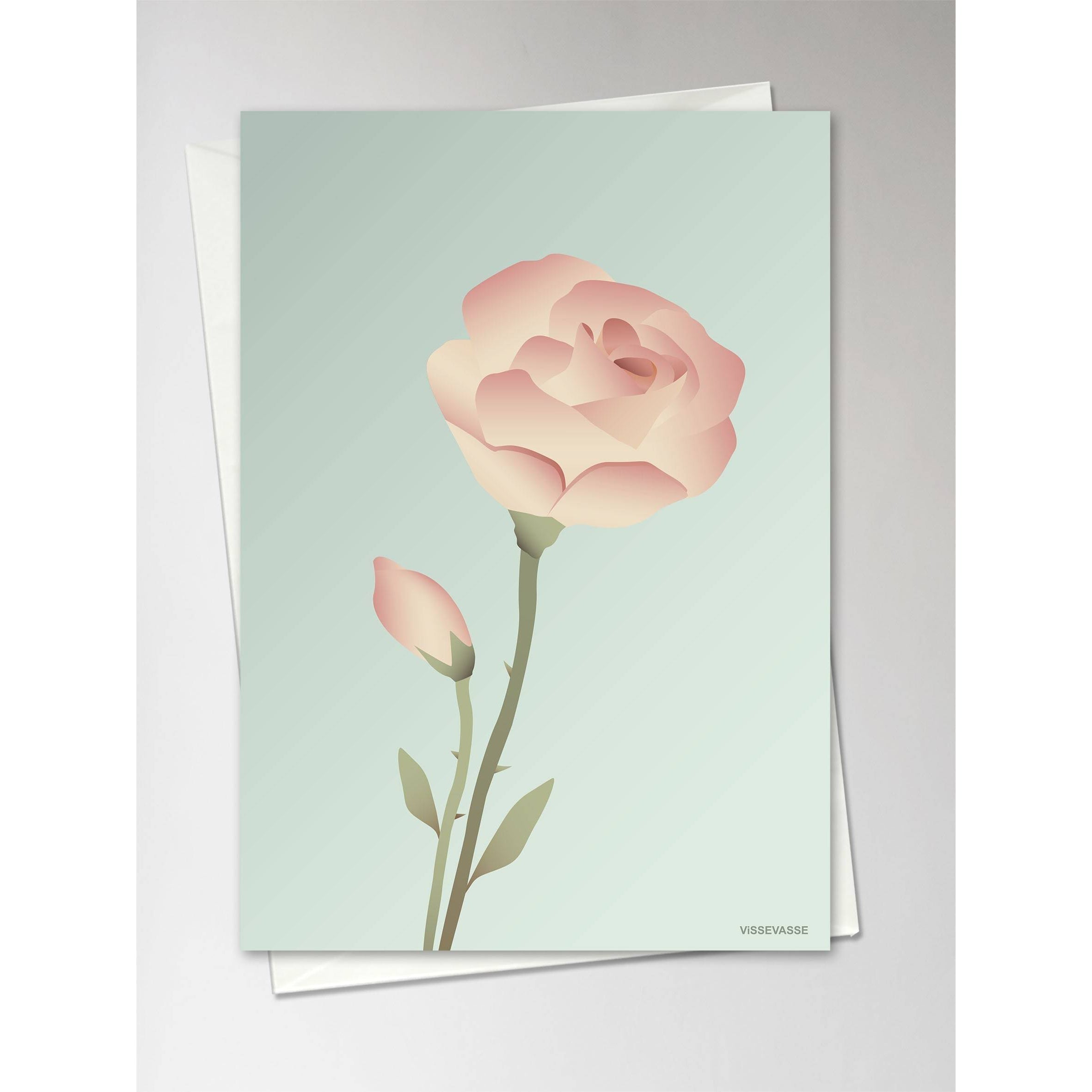Vissevasse Rose Greeting Card 10,5 x 15 cm, mięta