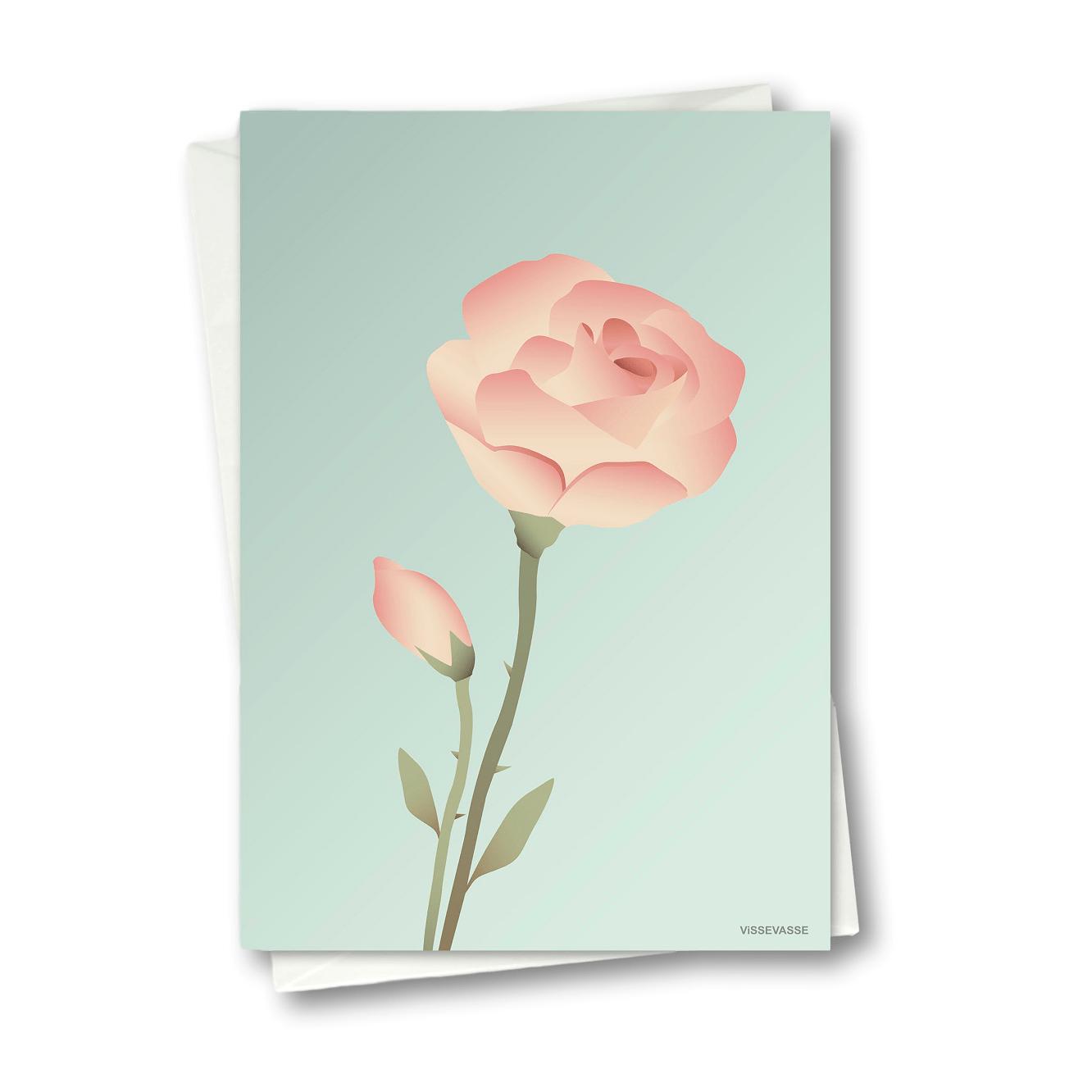 Vissevasse Rose Greeting Card 10,5 x 15 cm, mięta