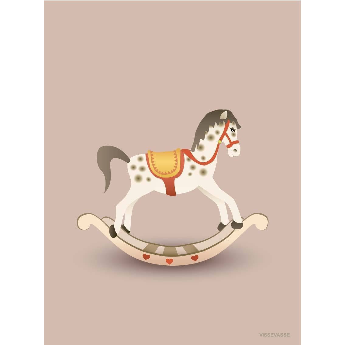 Vissevasse Rocking Horse Greeting Card, różowy, 10,5 x 15 cm