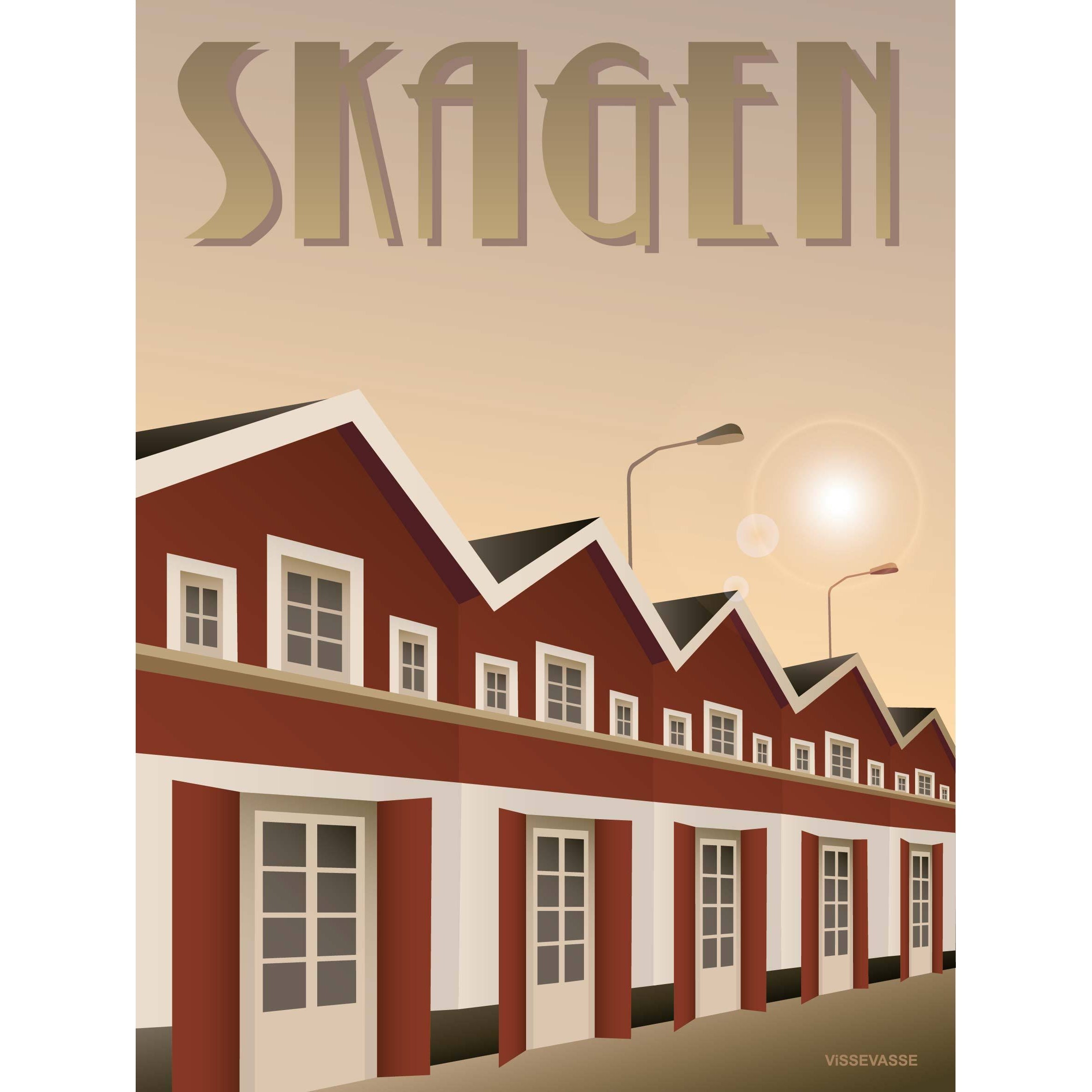 Vissevasse Skagen Harbour Plakat, 15 x21 cm