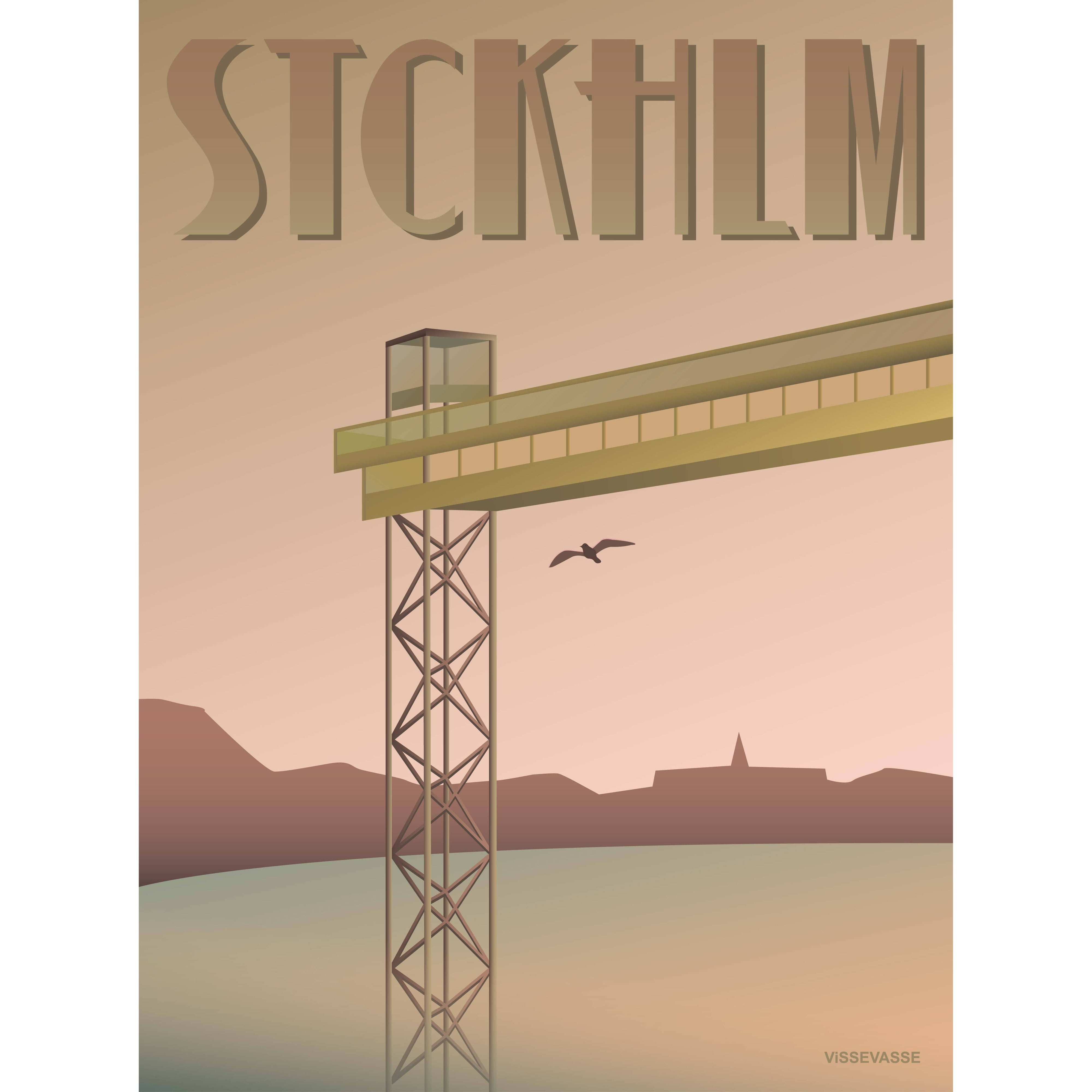 Vissevasse Stockholm KatarinaaufZug Plakat, 15 x21 cm