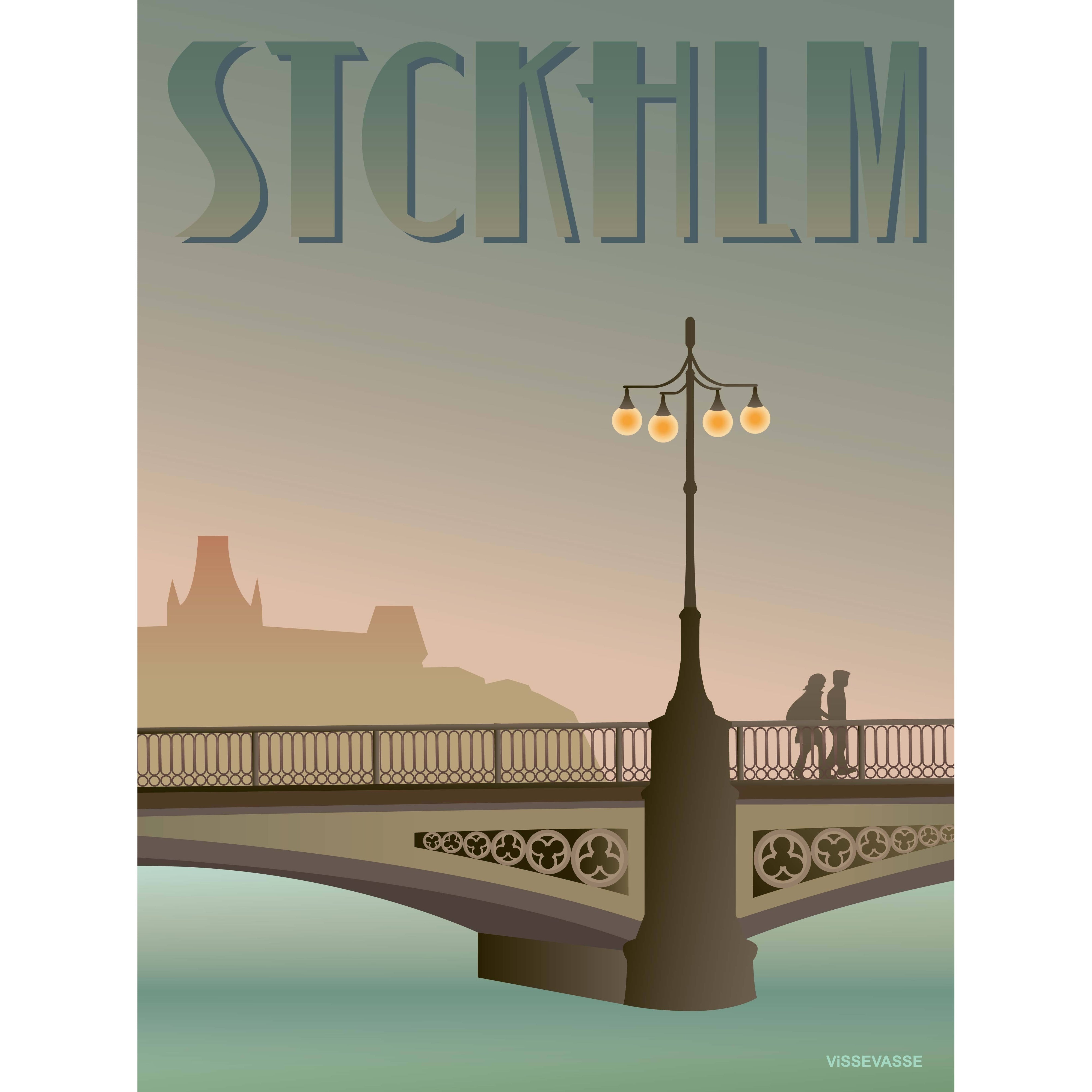 Vissevasse Stockholm Vasa Bridge Plakat, 15 x21 cm