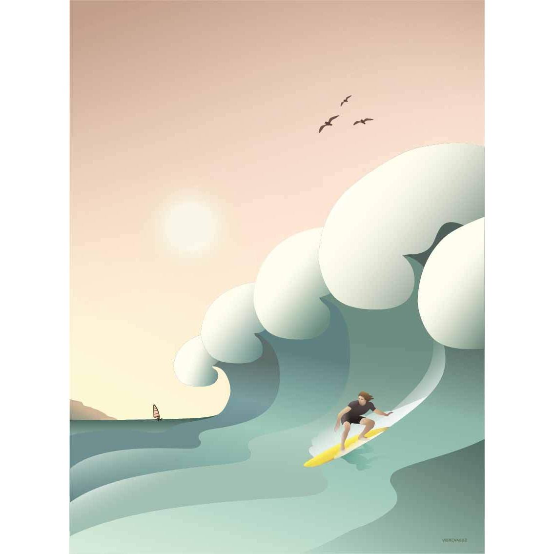 Vissevasse Surfer Plakat, 15 x21 cm