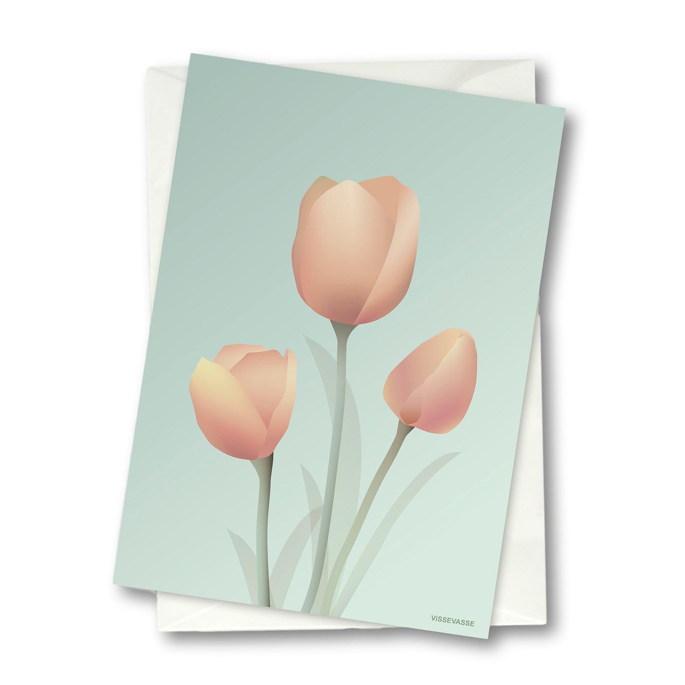 Vissevasse Tulip Greeting Card, Mint, 10,5 x 15 cm