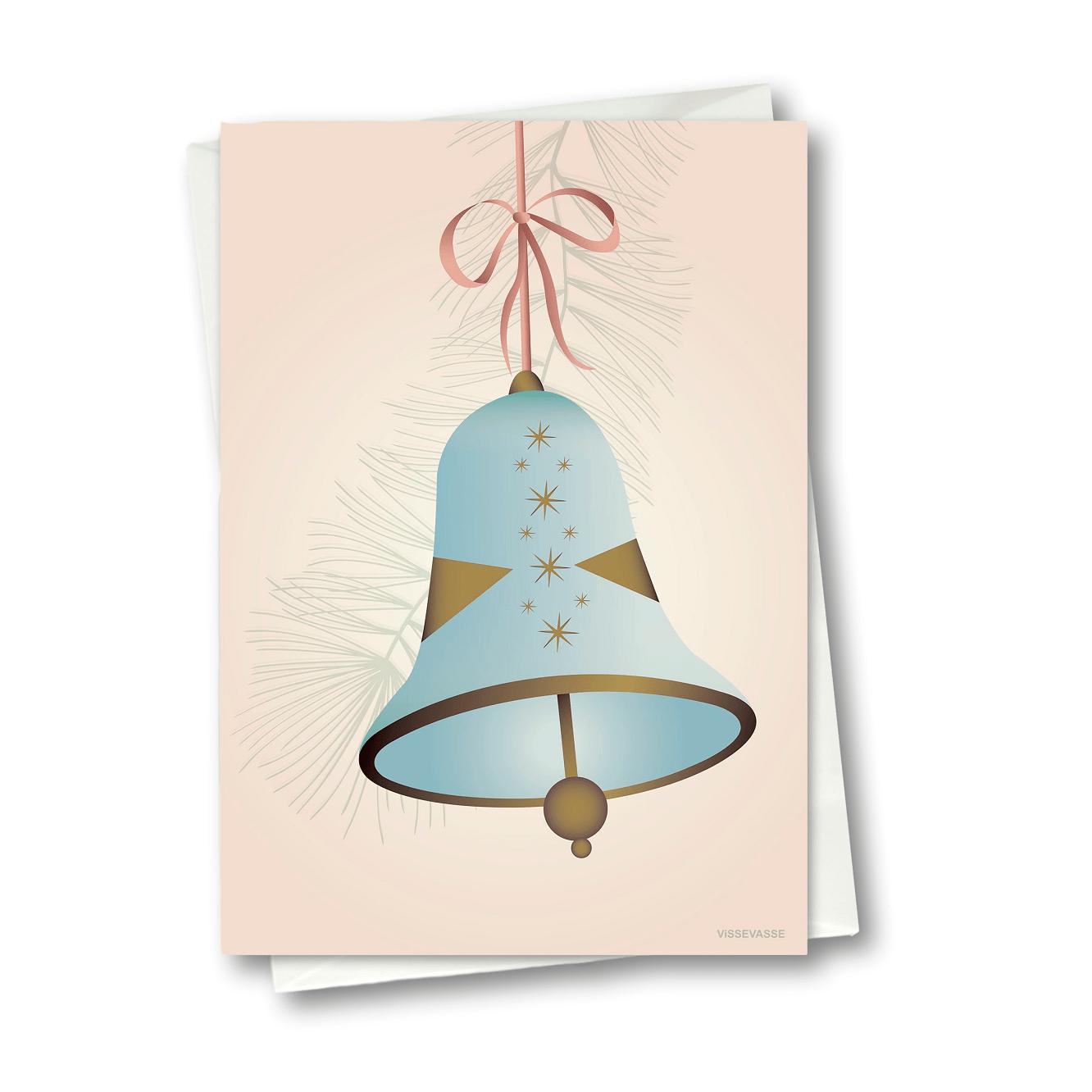 Vissevasse Christmas Bell Greeting Card 10,5 x 15 cm, niebieski